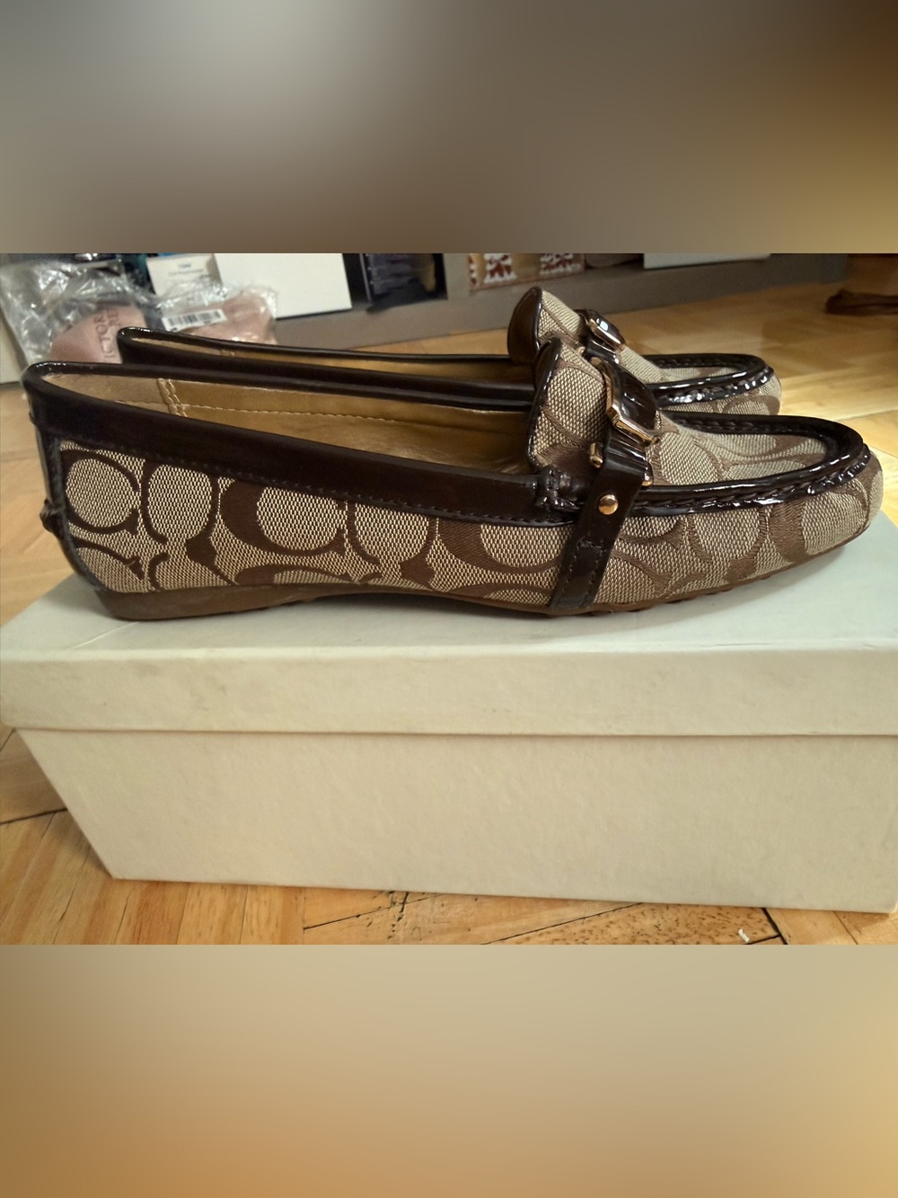 Coach Signature Canvas Brown & Dark Brown Women's Loafers